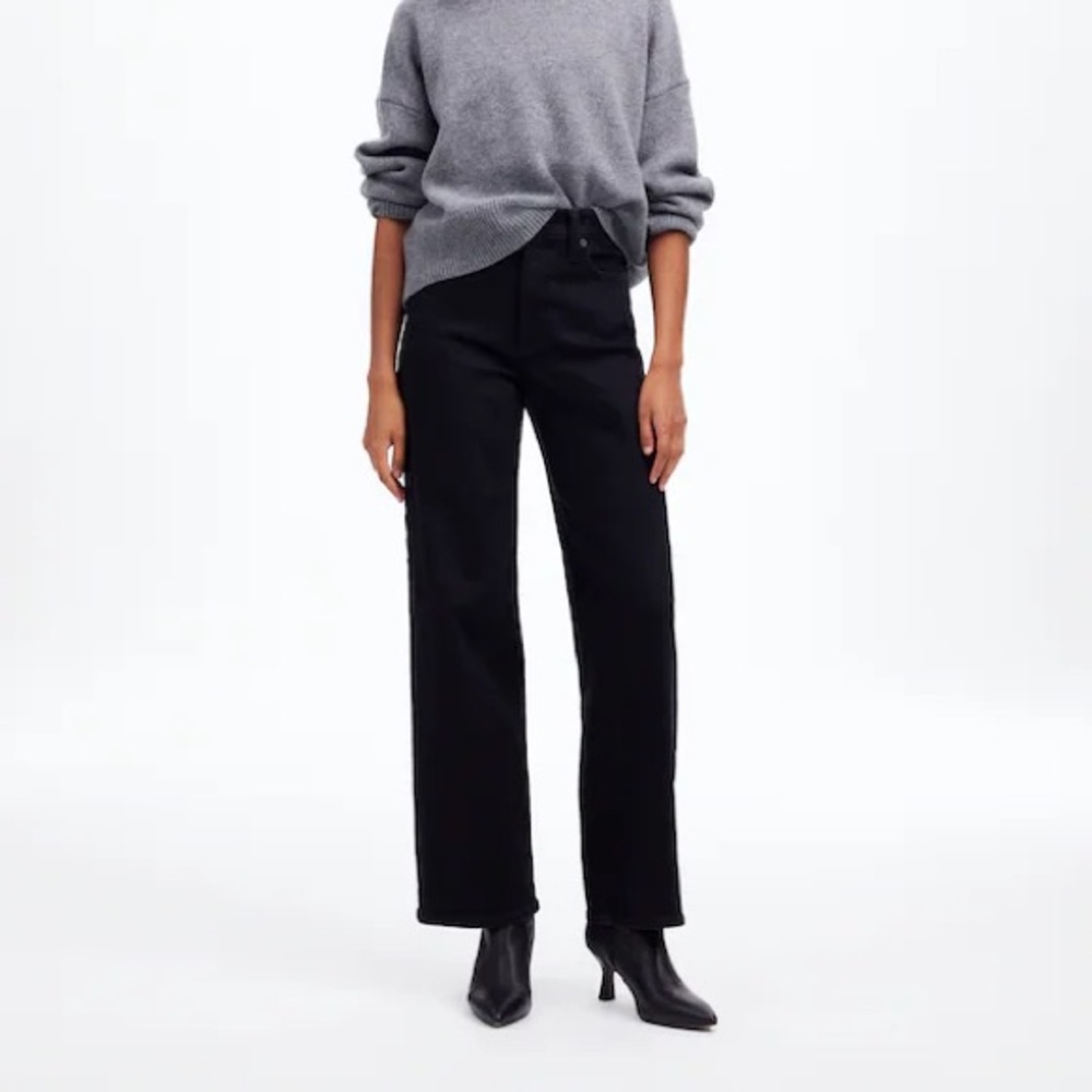 Madewell The Perfect Vintage Wide-Leg Jeans in Black Rinse Wash